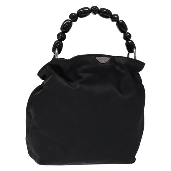 DIOR Maris Pearl Hand Bag Nylon Black Silver - Picture 1 of 12